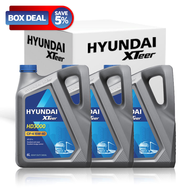 HYUNDAI XTEER DIESEL ENGINE OIL HD3000 15W40 6L Oil (Box of 3)
